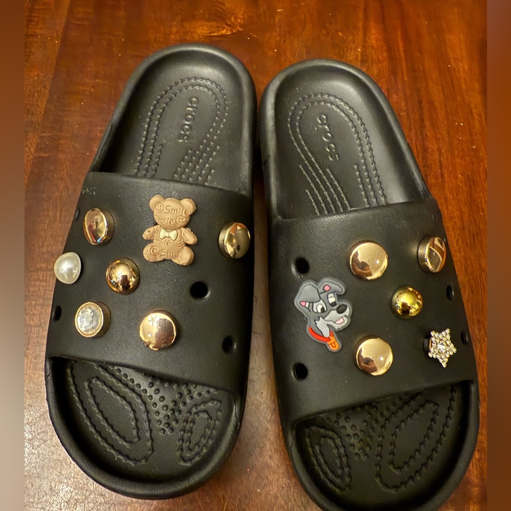 Black Crocs with Charms